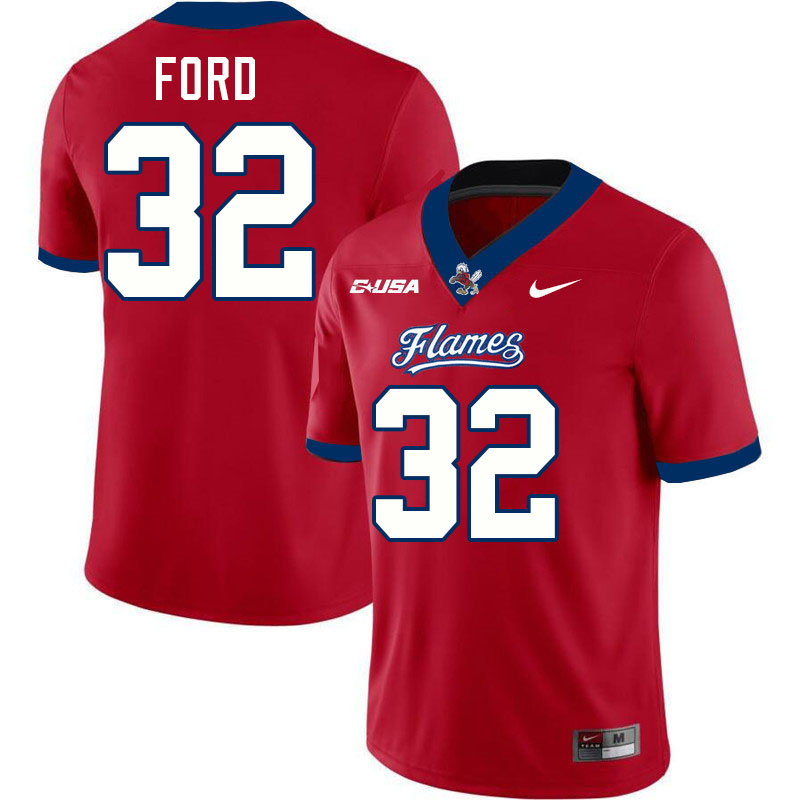 Liberty Flames #32 Jabin Ford College Football Jerseys Stitched-Red